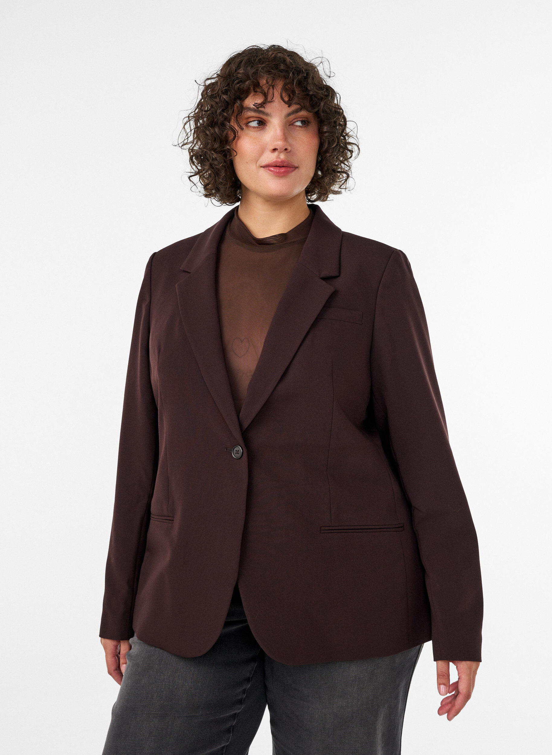 ZizziBlazer classique &agrave; fermeture &agrave; un bouton, Marron, Model image number 0