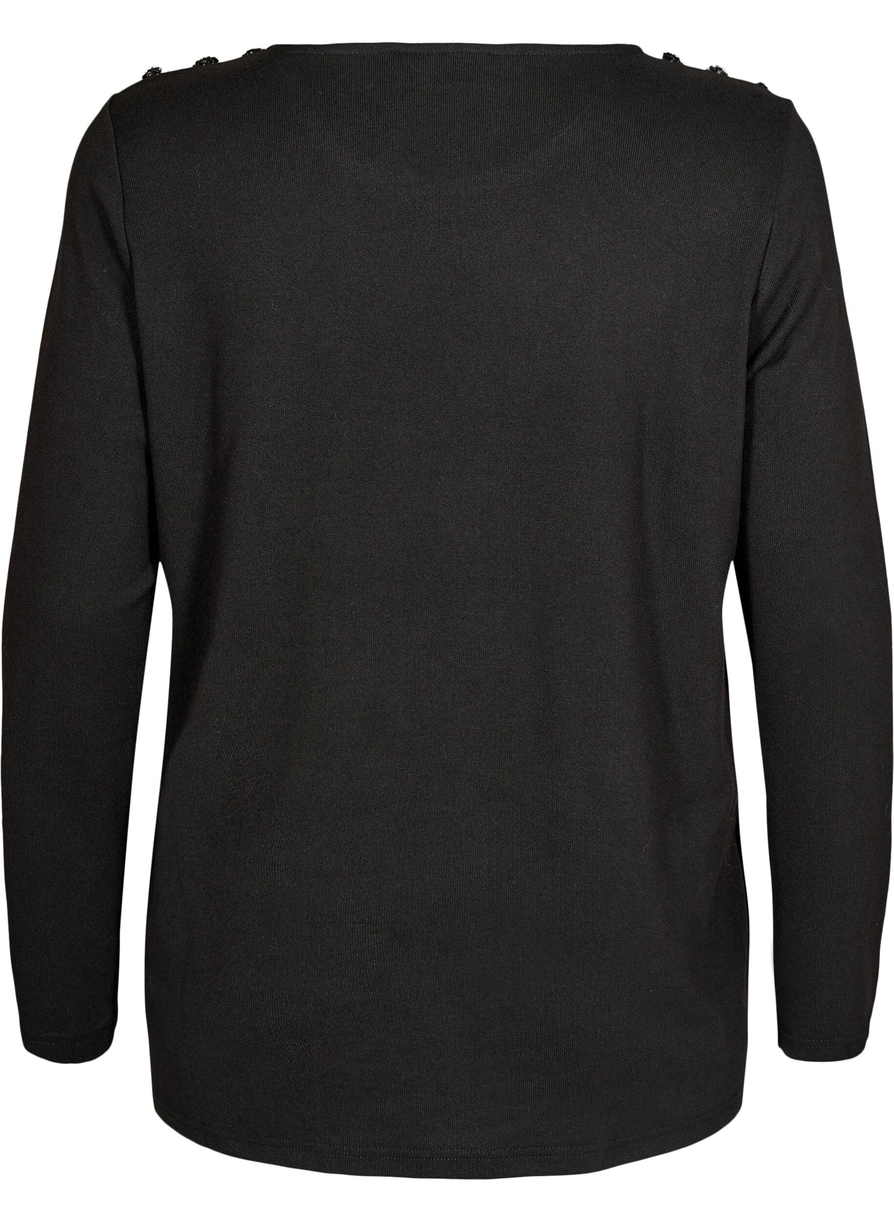 Zizzi Chemisier avec boutons d&eacute;coratifs, Noir, Packshot image number 1