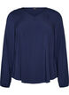Blouse en viscose avec col en V et ourlet arrondi, Bleu, Packshot image number 0