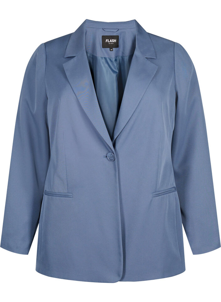 FLASH - Blazer simple avec bouton, Bleu, Packshot image number 0