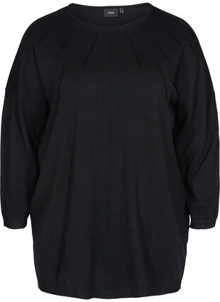 Blouse en tricot en viscose mélangée avec strass, Black, Packshot image number 0
