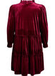 Robe courte en velours avec un col &agrave; volants et des manches longues, Rouge, Packshot image number 1