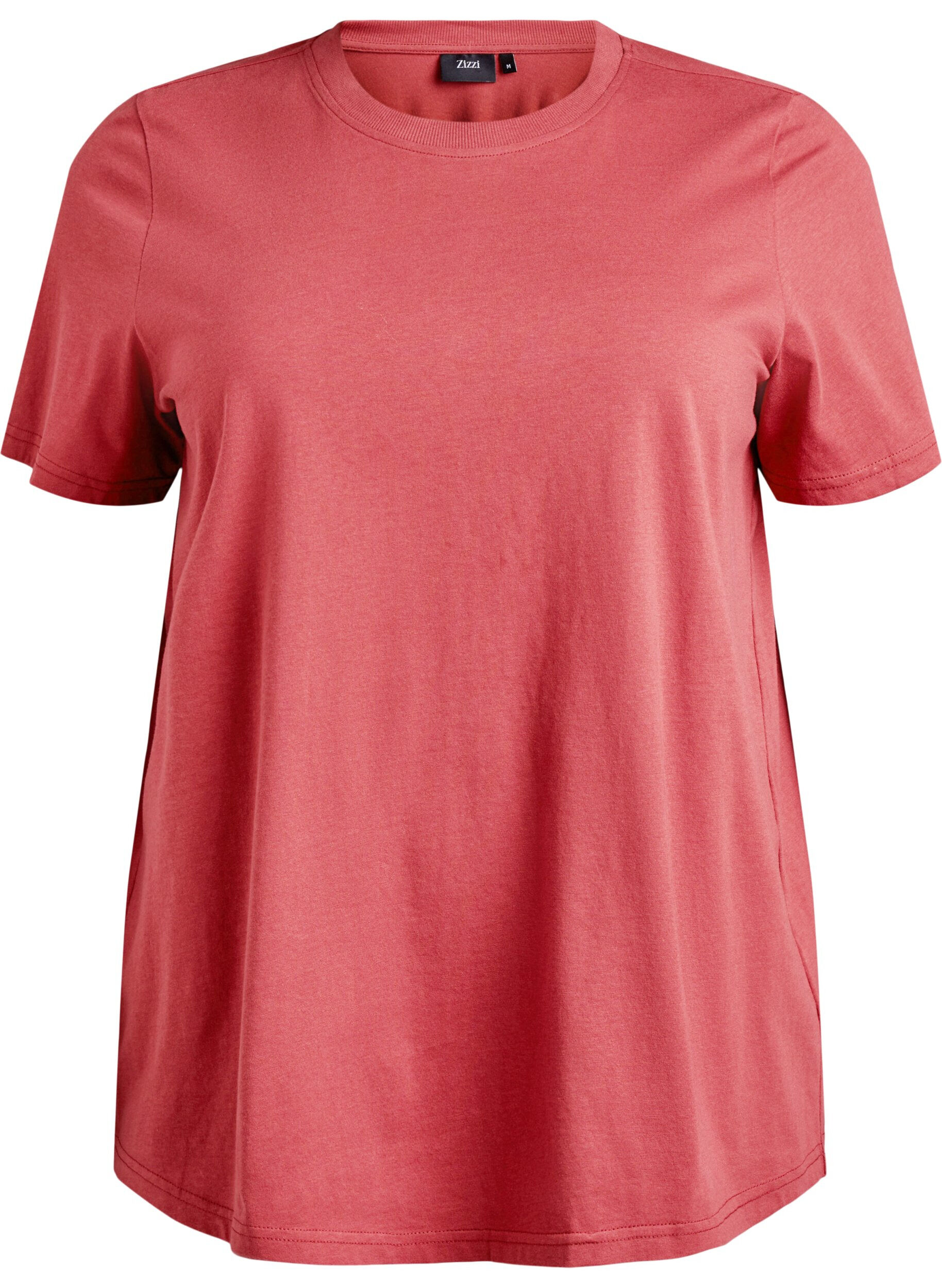 ZizziT-shirt basique en coton &agrave; col rond, Rouge, Packshot image number 0