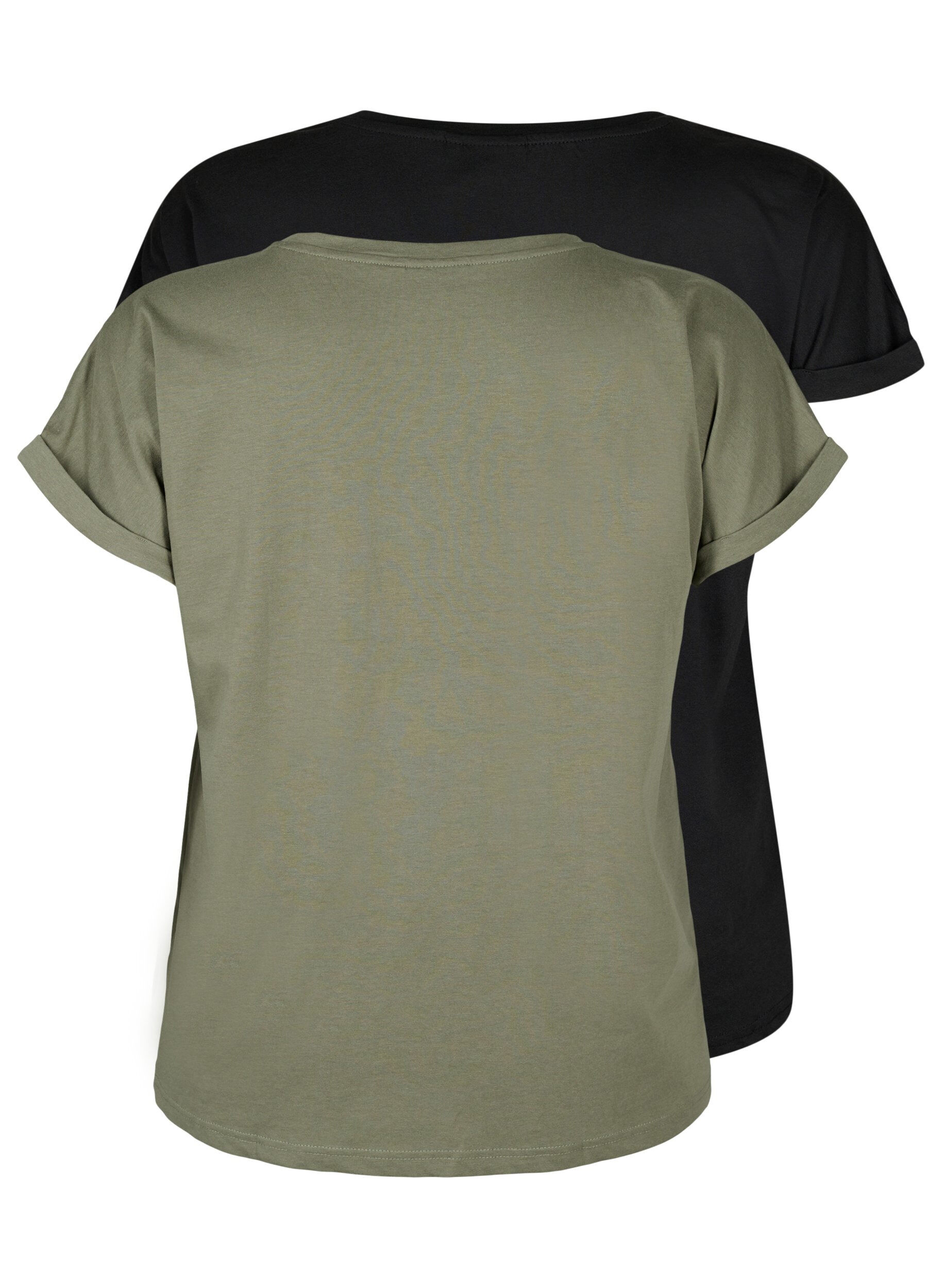 Zizzi2 packs de t-shirts &agrave; manches courtes, Vert Kaki, Packshot image number 1