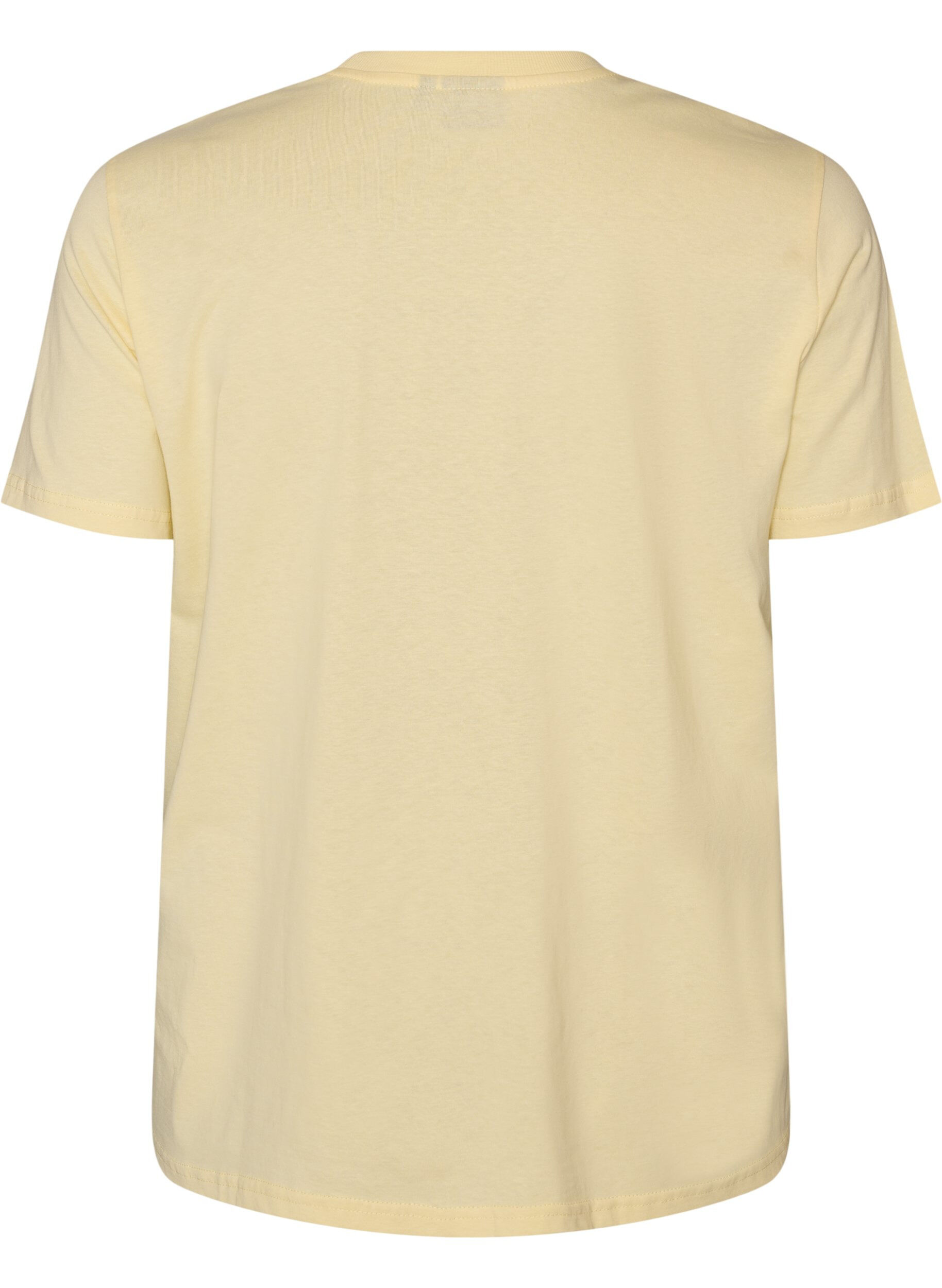 ZizziT-shirt basique en coton &agrave; col rond, Jaune clair, Packshot image number 1