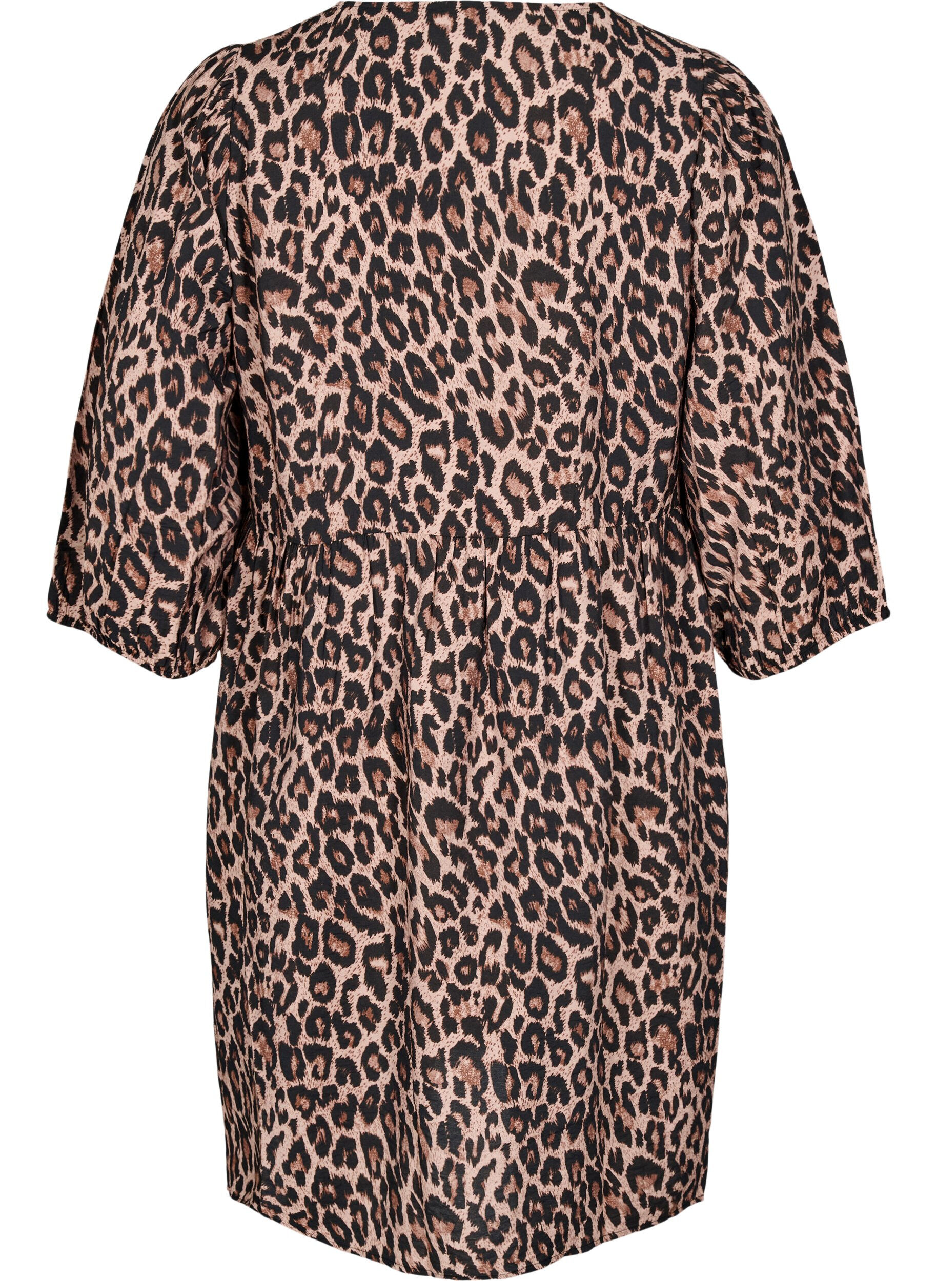 Zizzi Robe avec d&eacute;coration n&oelig;uds et manches 3/4, LEO AOP, Packshot image number 1