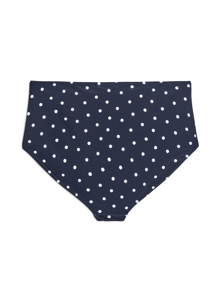 Culotte de bikini taille haute &agrave; pois, Noir, Packshot image number 1