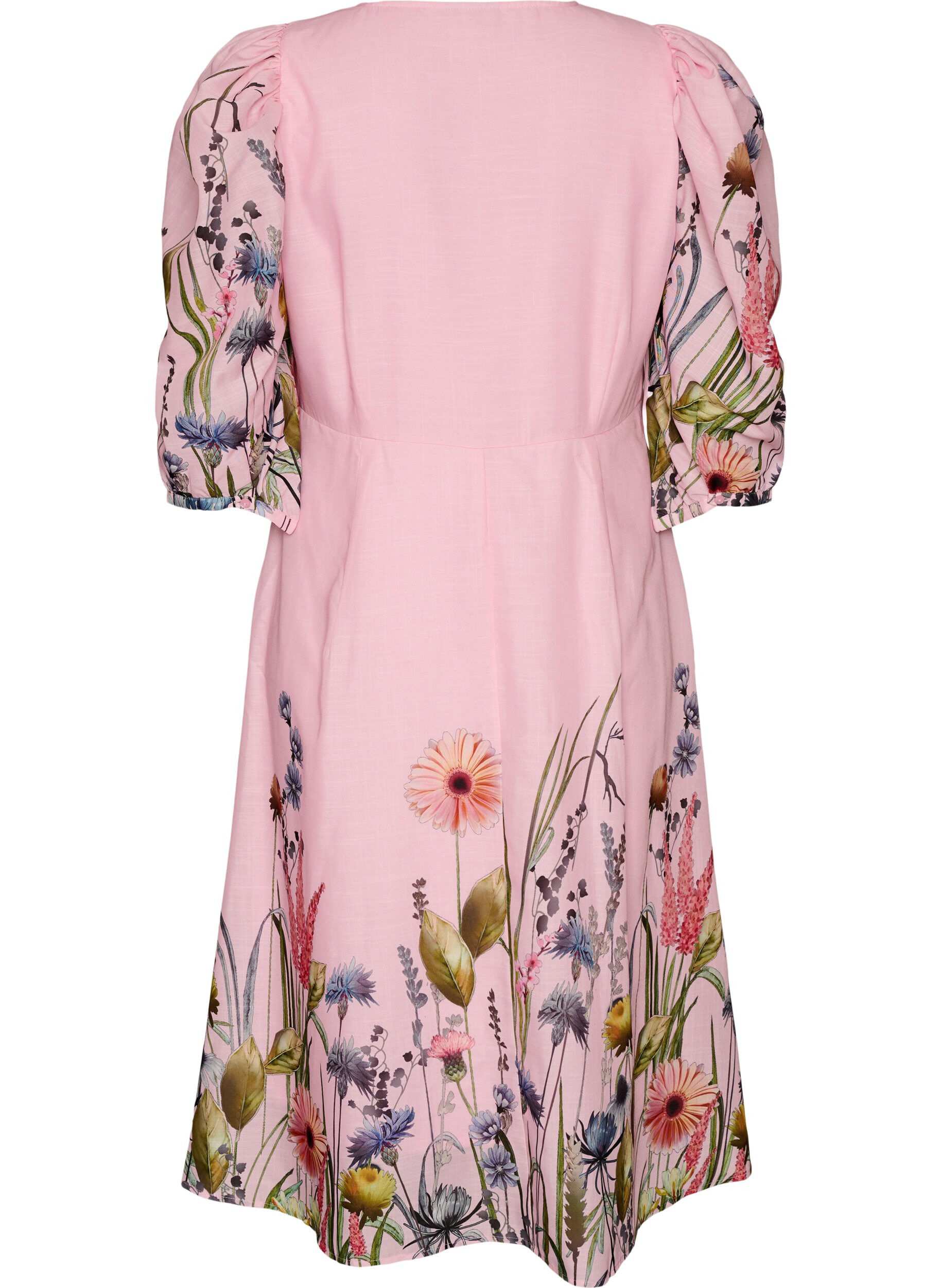 Zizzi Robe midi taille empire &agrave; imprim&eacute; floral, Rose, Packshot image number 1