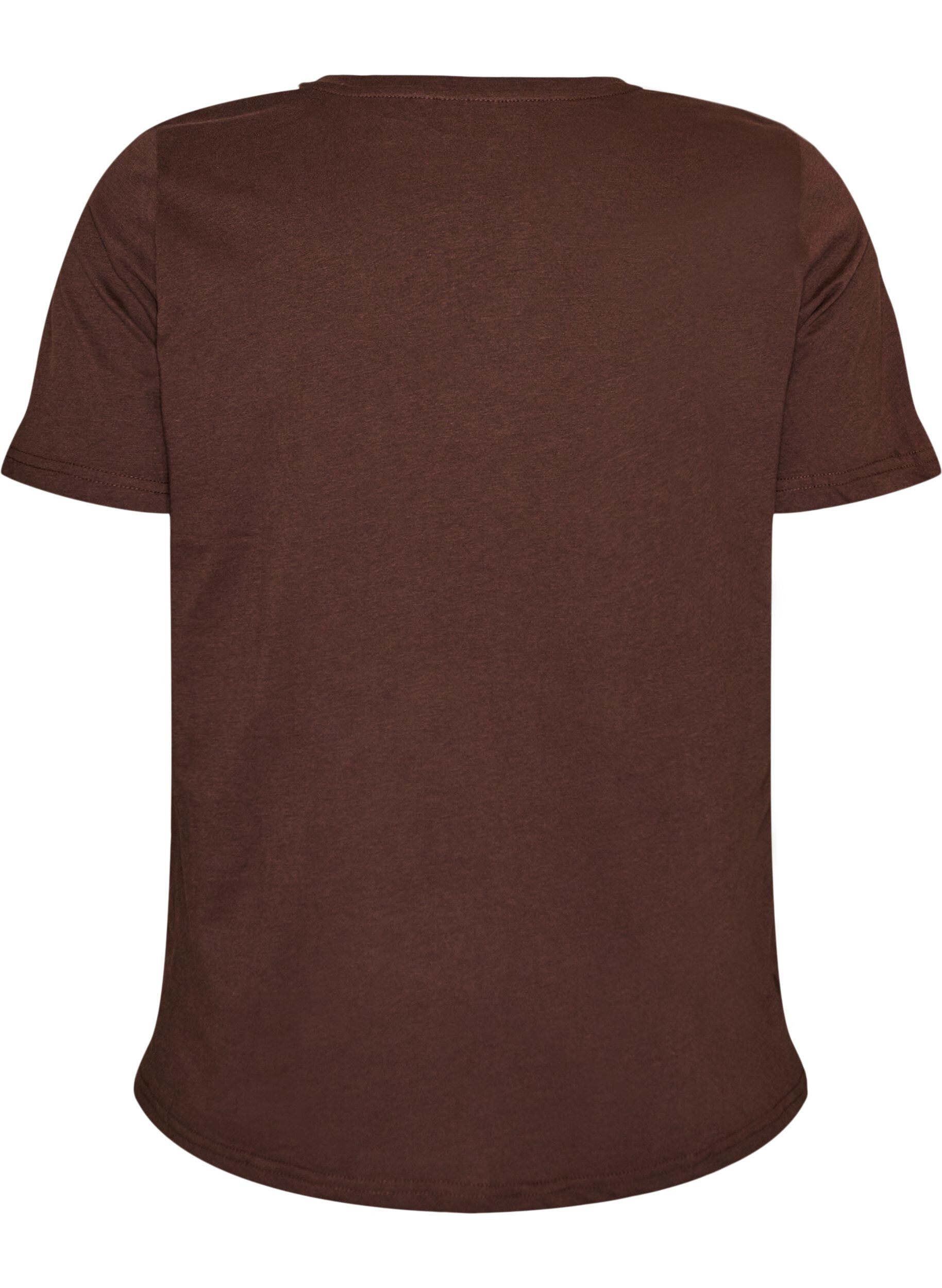ZizziT-shirt col V, Marron, Packshot image number 1