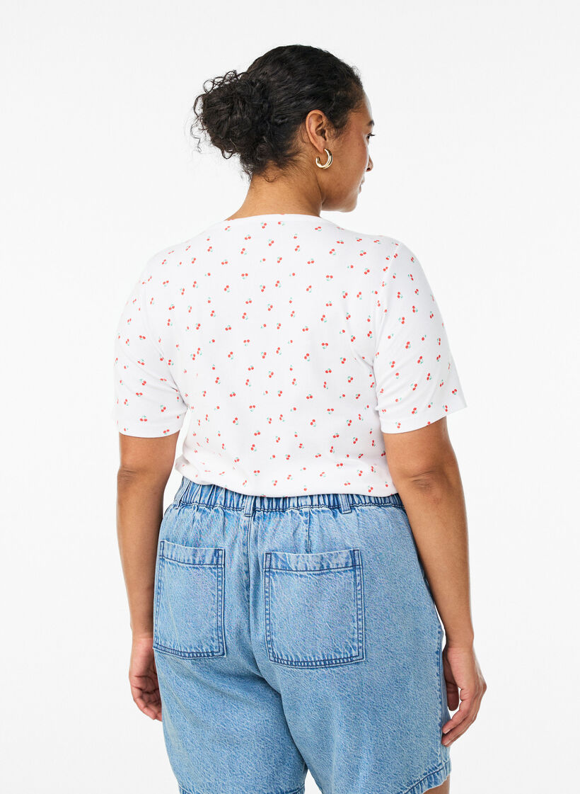 T-shirt en coton avec imprim&eacute; int&eacute;gral, Vanille, Model image number 2