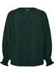 Blouse avec poignets smock&eacute;s et col en V, Vert fonc&eacute;, Packshot image number 0