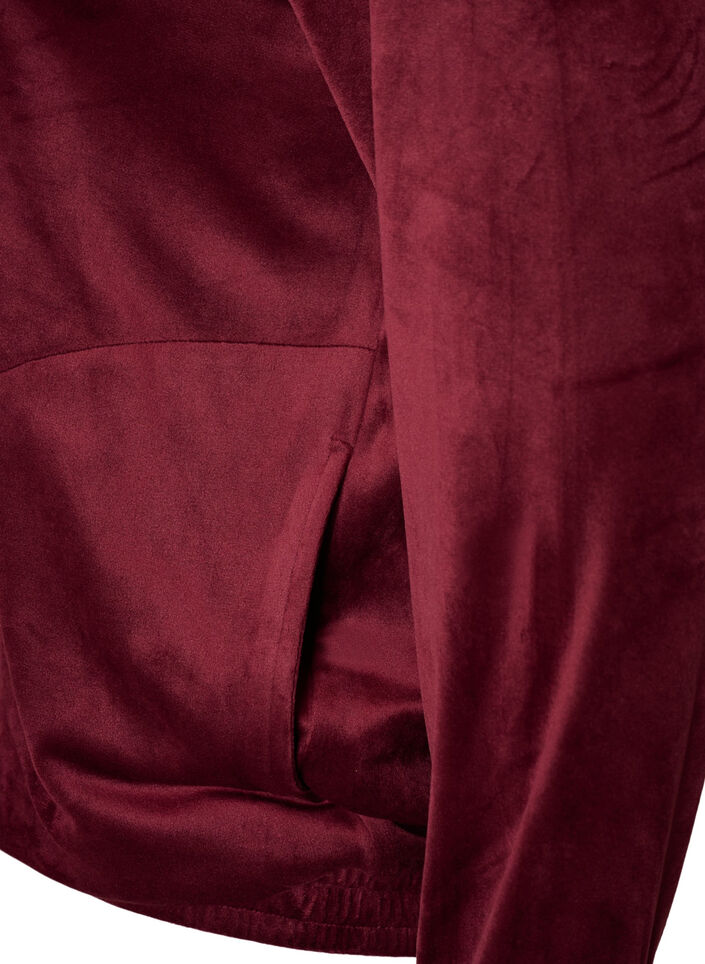 Cardigan en velours doux avec fermeture zipp&eacute;e et col montant, Bordeaux, Packshot image number 3