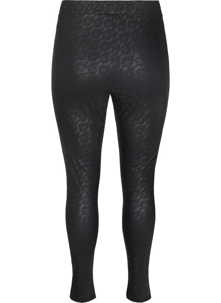 Legging en similicuir avec imprimé animalier, Noir, Packshot image number 1