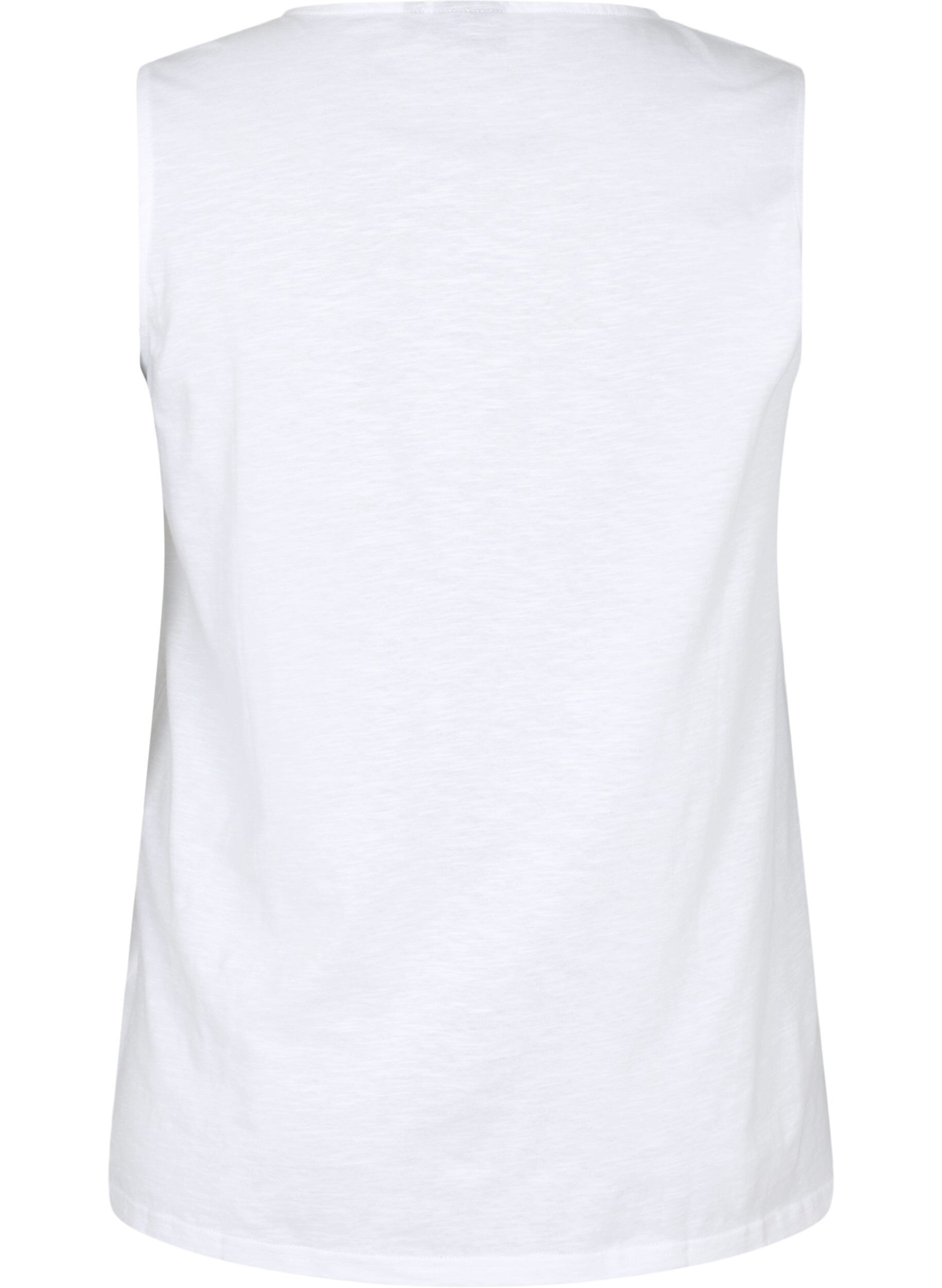 Zizzi Top sans manches en coton, Bright White, Packshot image number 1