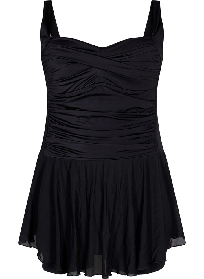 Robe de bain avec jupe et short intérieur, Black, Packshot image number 0