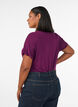 Basic T-shirt col V en viscose, Violet, Model image number 2