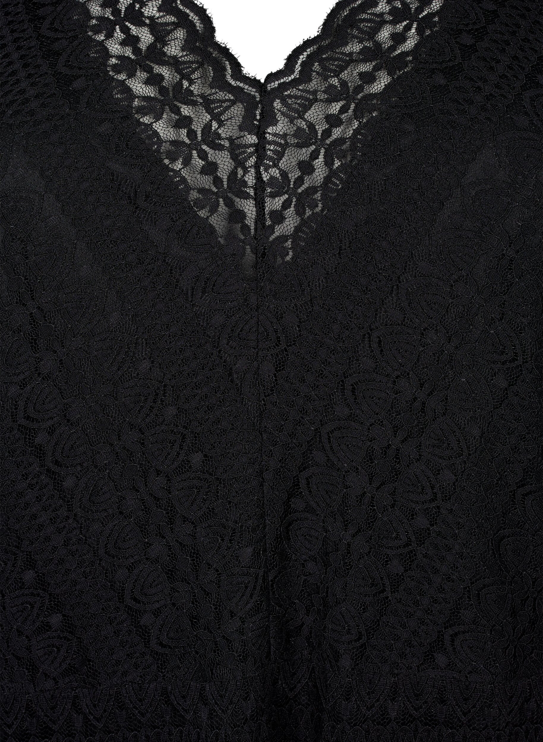 Zizzi Robe en dentelle &agrave; manches 3/4, Black, Packshot image number 2