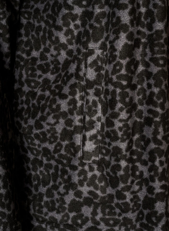 Veste en polaire &agrave; imprim&eacute; l&eacute;opard et col montant, Noir, Packshot image number 3