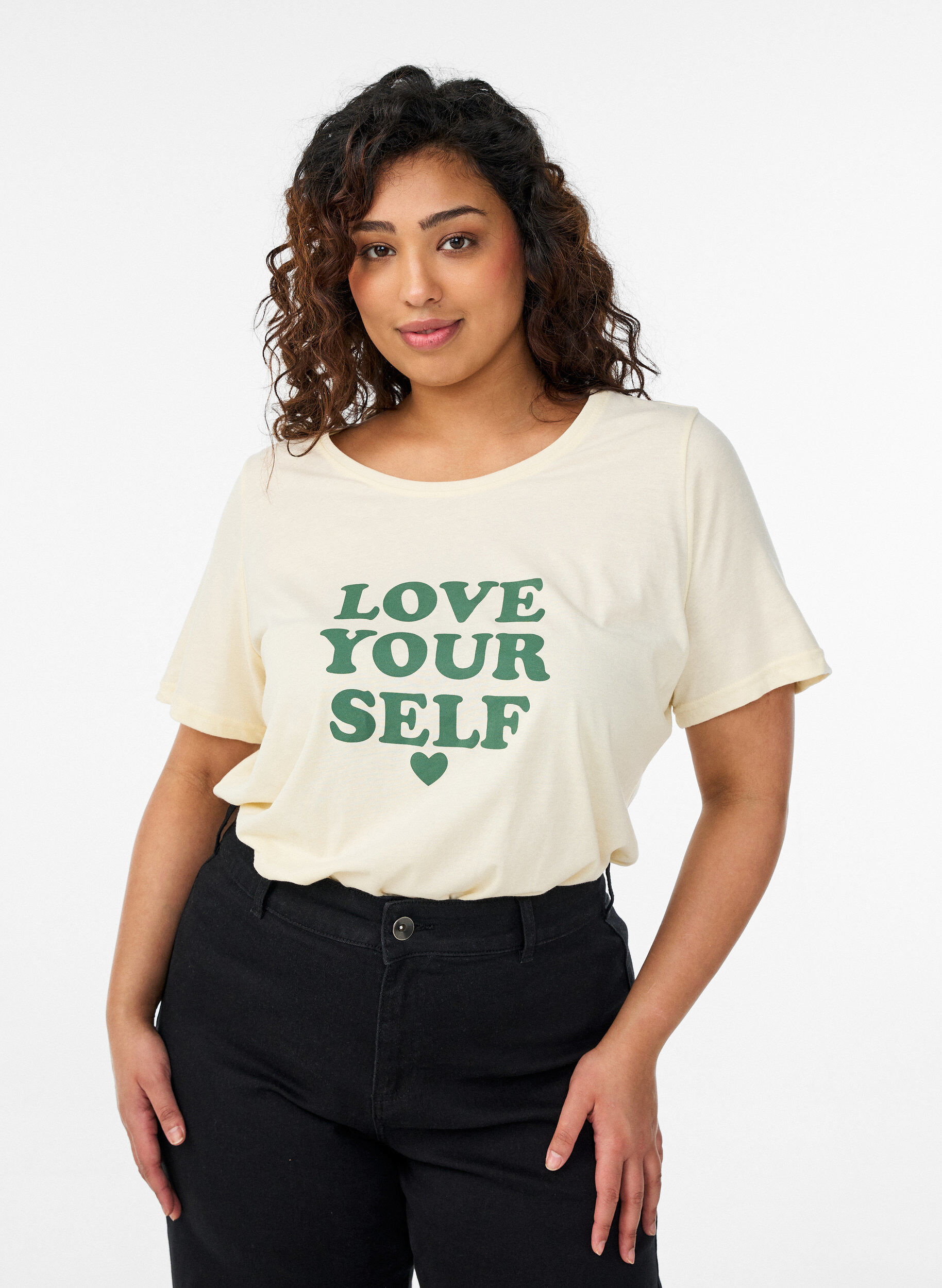 Zizzi FLASH - T-shirt imprim&eacute;, Jaune clair, Model image number 0