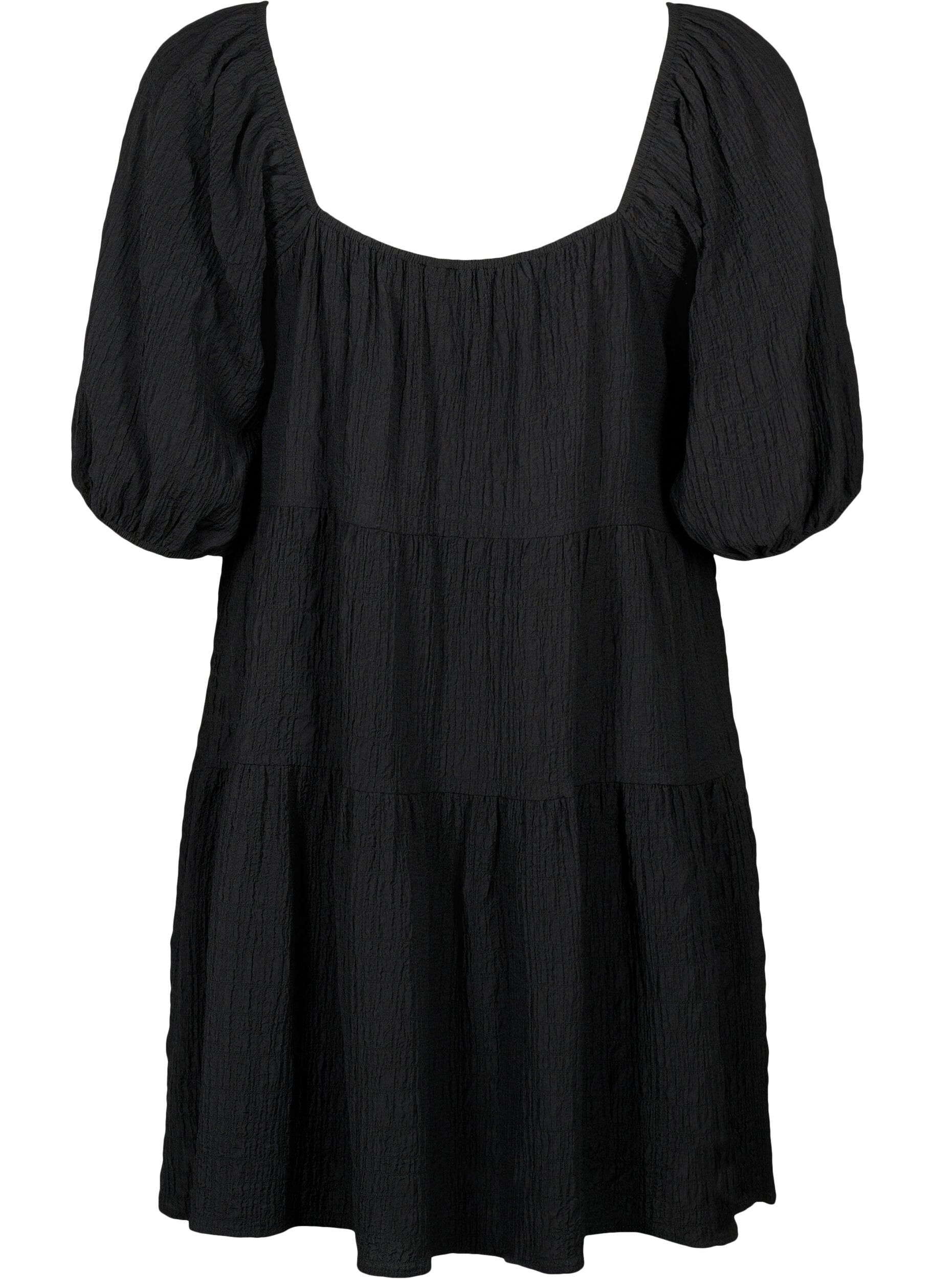 Zizzi Robe courte en forme de A avec un col en V, Black, Packshot image number 1