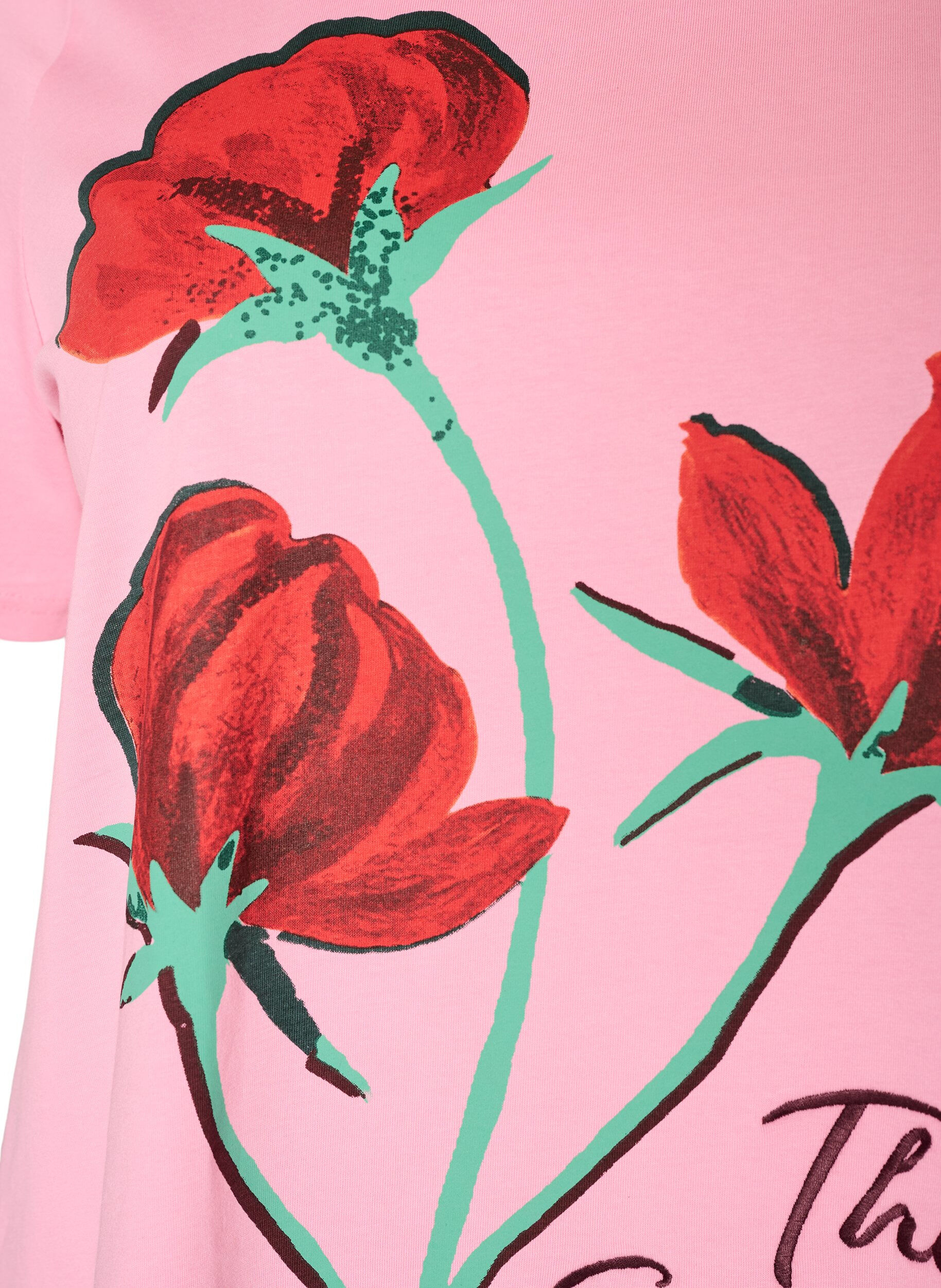 ZizziT-shirt en coton avec imprim&eacute; devant, Rose, Packshot image number 2
