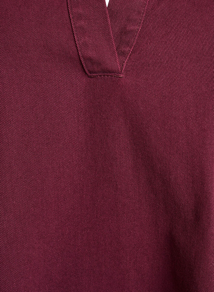 Robe courte en jean avec col et d&eacute;collet&eacute; en V, Bordeaux, Packshot image number 2