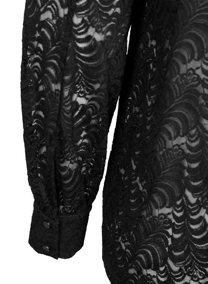 Blouse en dentelle à manches longues, Black, Packshot image number 3