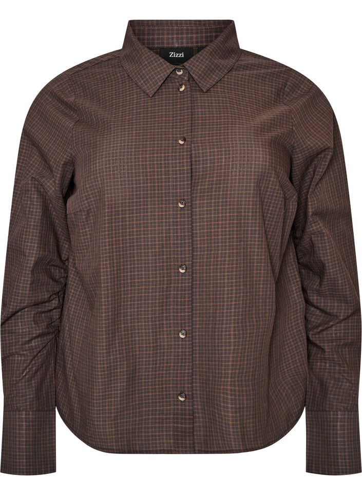 Chemise en coton &agrave; carreaux, Marron, Packshot image number 0