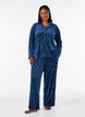 Chemise de pyjama en velours avec un imprim&eacute; int&eacute;gral, Bleu, Model image number 1