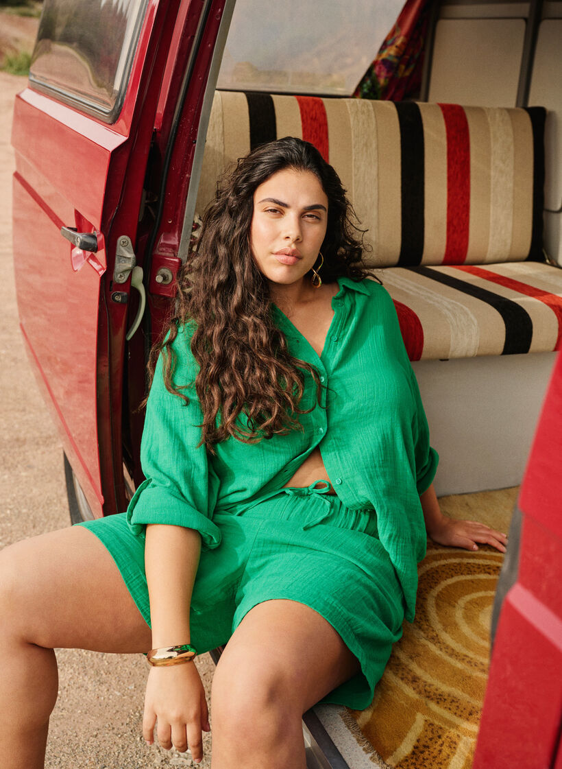 Short en mousseline de coton avec poches, Jolly Green, Image image number 0