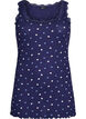 Top avec imprim&eacute; et bord en dentelle, Bleu, Packshot image number 0