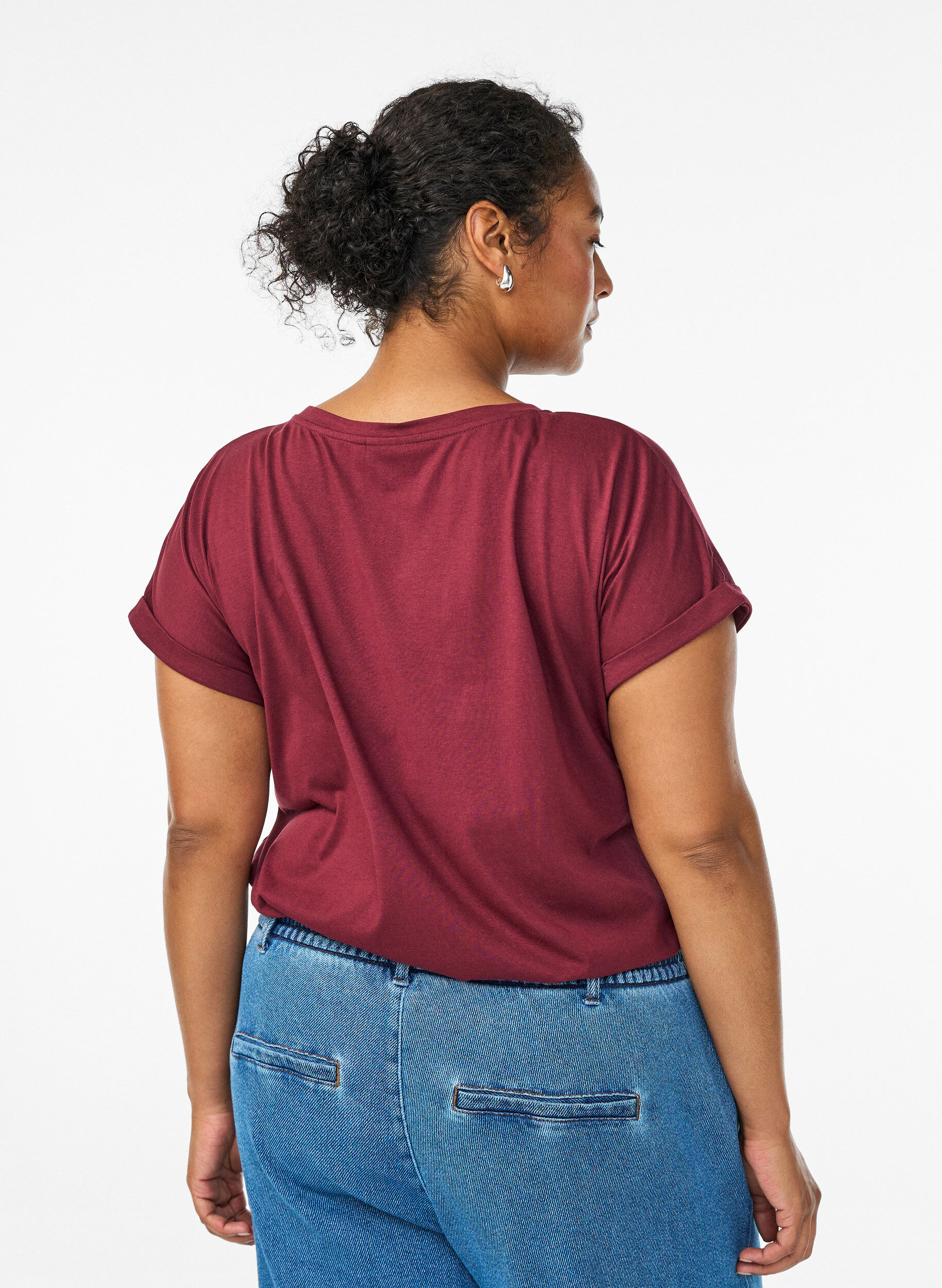 ZizziT-shirt &agrave; manches courtes en m&eacute;lange de coton, Bordeaux fonc&eacute;, Model image number 2