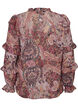 Blouse &agrave; imprim&eacute; cachemire et d&eacute;tails &agrave; volants, Mauve, Packshot image number 1