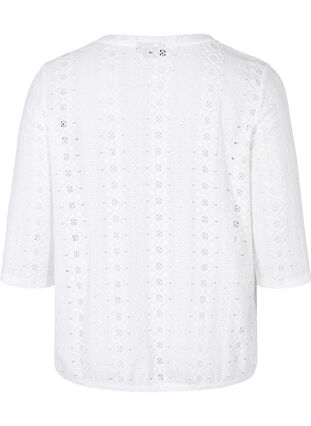 Blouse avec broderie anglaise et manches 1/2, Bright White, Packshot image number 1