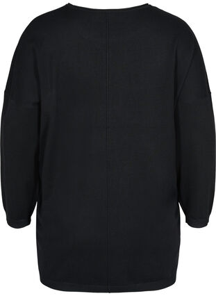 Blouse en tricot en viscose mélangée avec strass, Black, Packshot image number 1