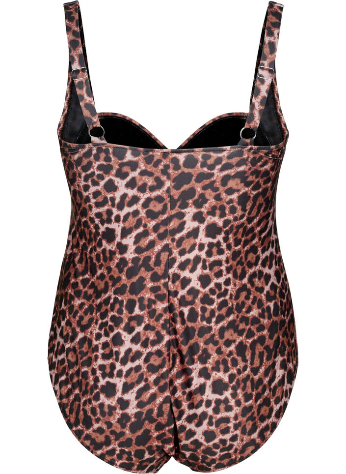 Maillot de bain avec drapé et bonnets rembourrés, Leopard, Packshot image number 1