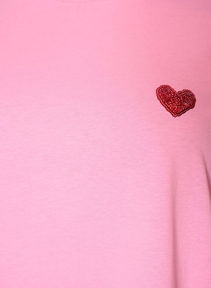 T-shirt avec un c&oelig;ur en sequins et imprim&eacute; color&eacute; au dos, Rose, Packshot image number 2