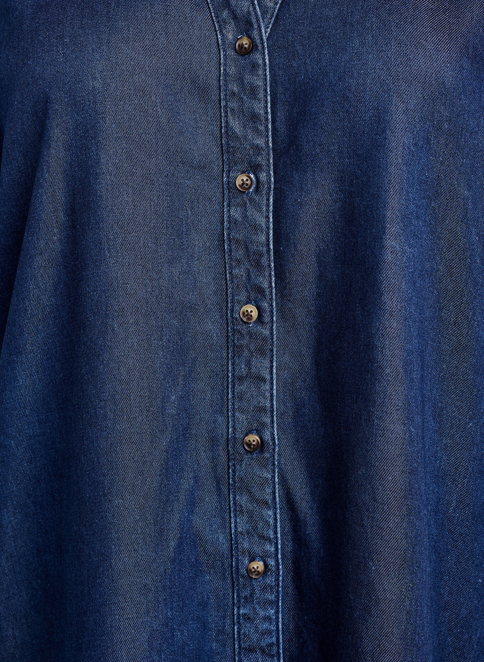 ZizziRobe aspect denim avec fermeture boutonn&eacute;e et manches &agrave; volants, Bleu, Packshot image number 2