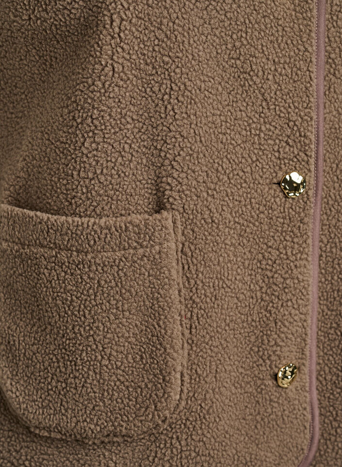 Gilet teddy avec boutons et poches, Marron, Packshot image number 3
