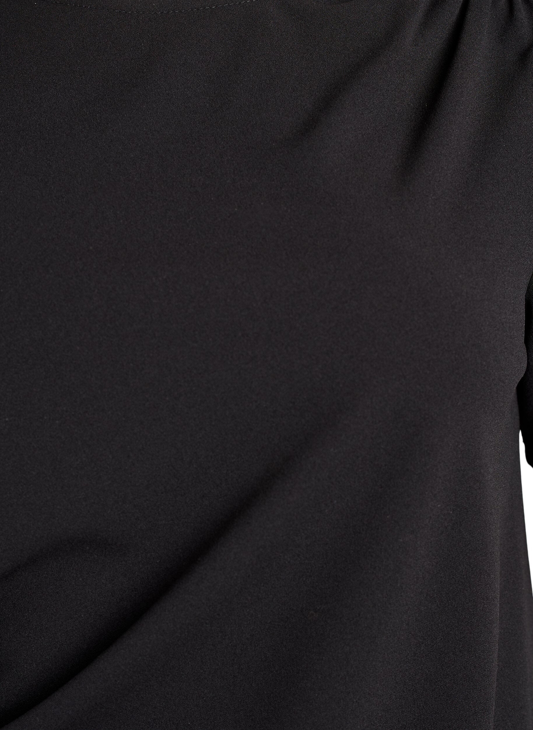 Zizzi Blouse &agrave; manches courtes avec fronces et ourlet asym&eacute;trique, Noir, Packshot image number 2