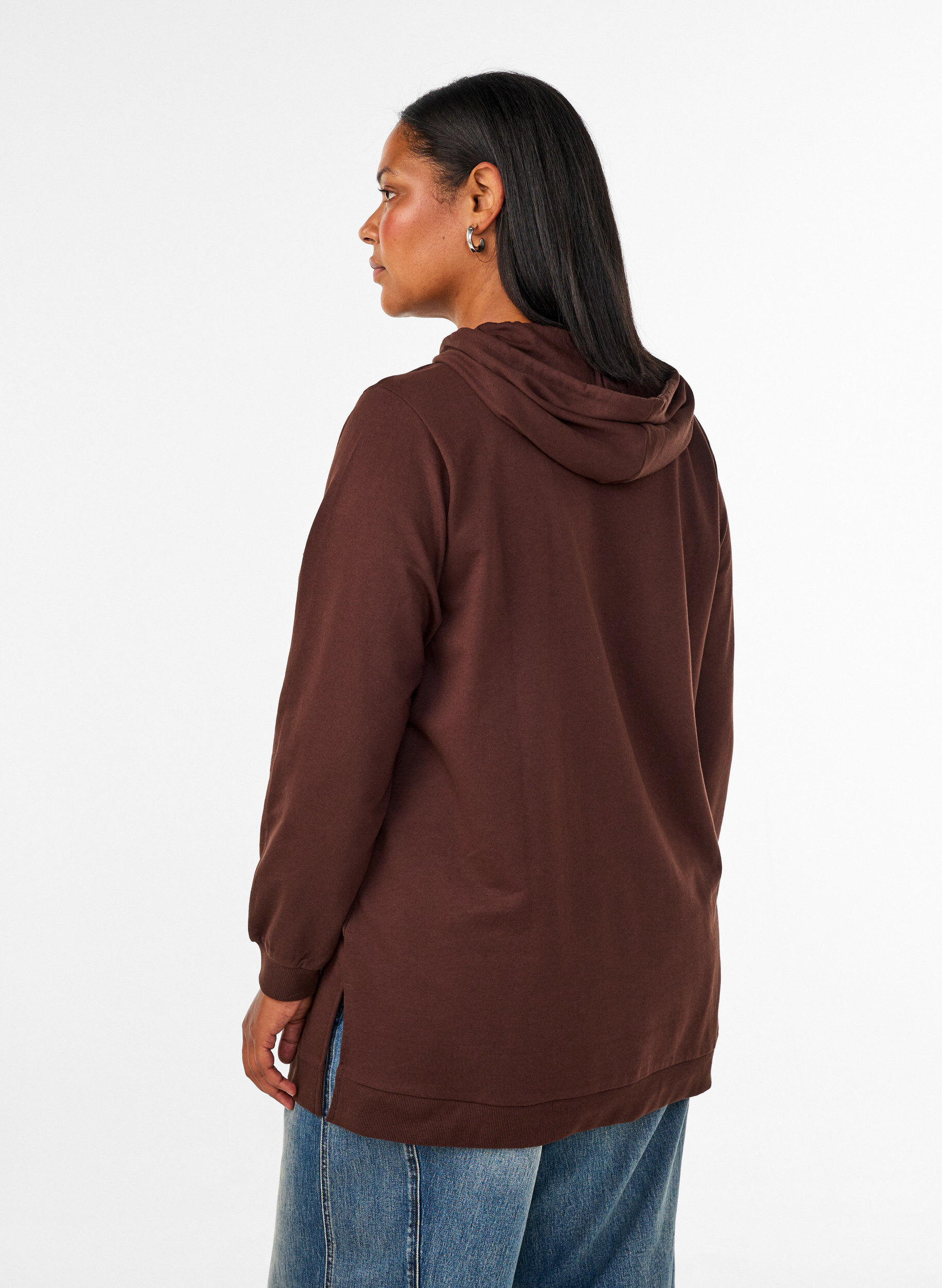 ZizziSweat &agrave; capuche avec une inscription en bouclette, Marron, Model image number 2