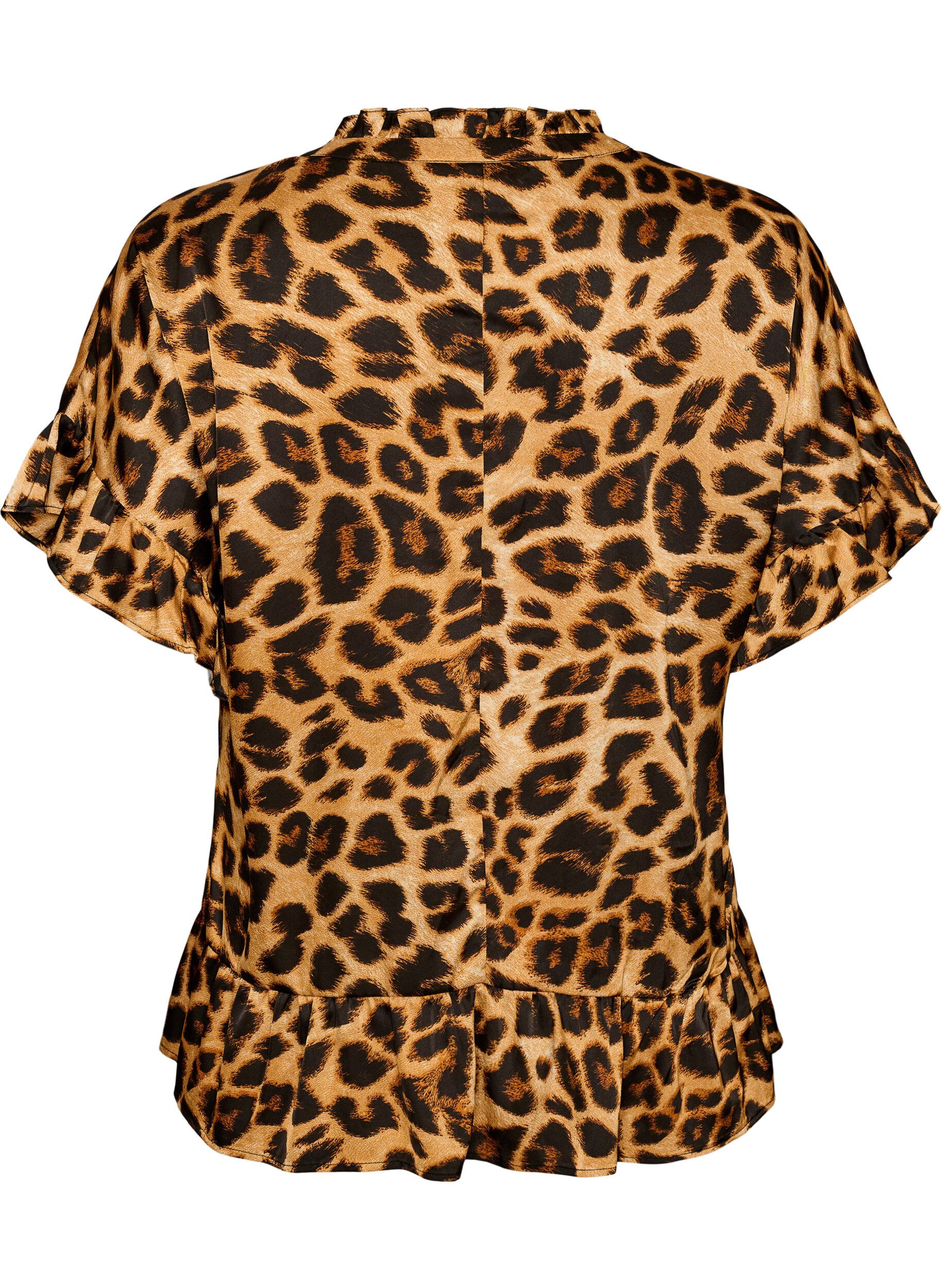 ZizziBlouse avec imprim&eacute; l&eacute;opard et volants, Marron, Packshot image number 1