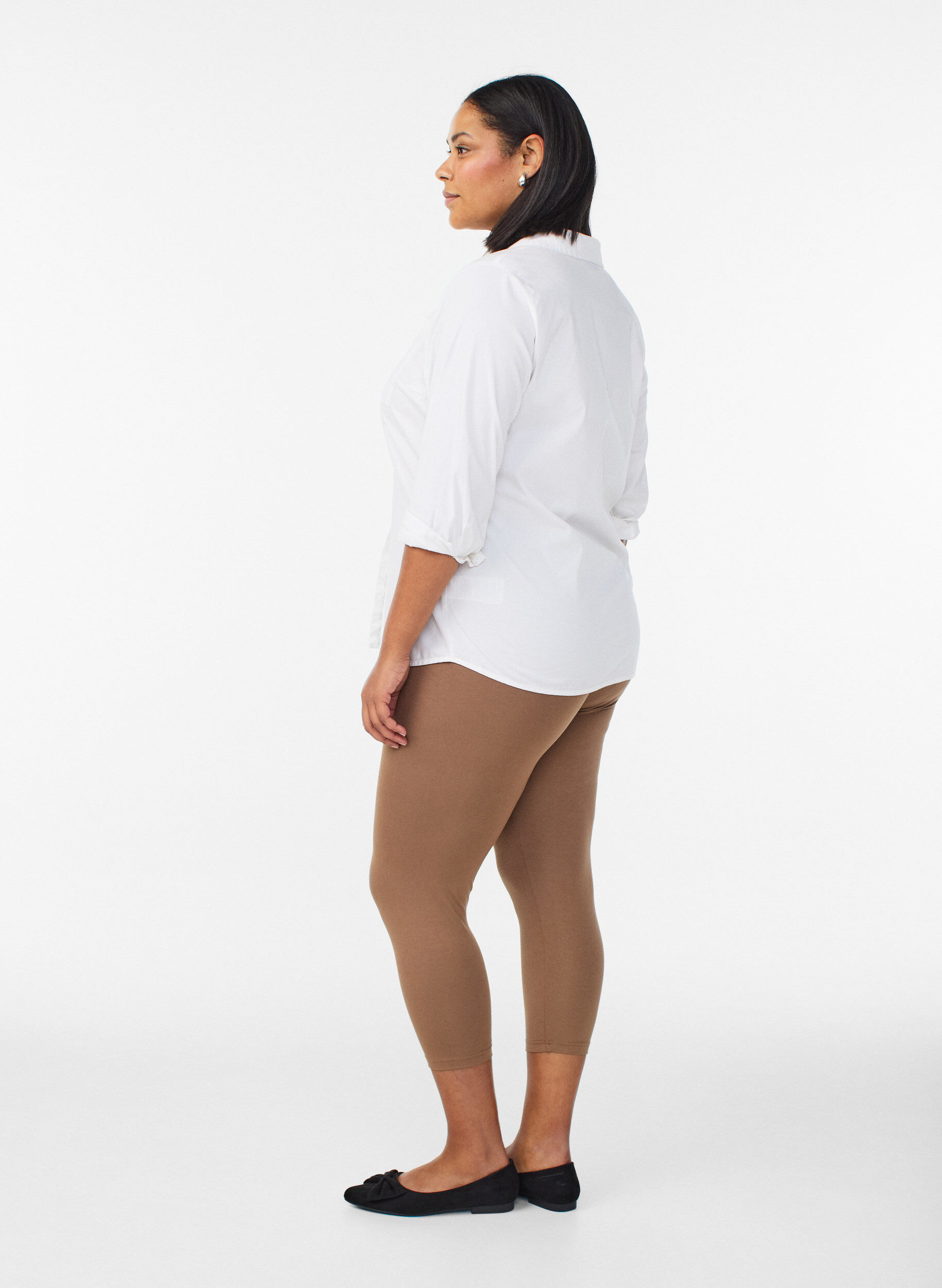 ZizziLeggings basiques longueur 3/4 en viscose, Marron, Model image number 2