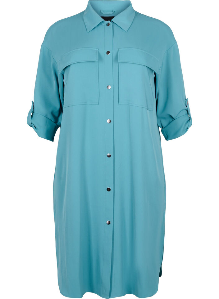 Veste longue avec fermeture à boutons, Brittany Blue, Packshot image number 0