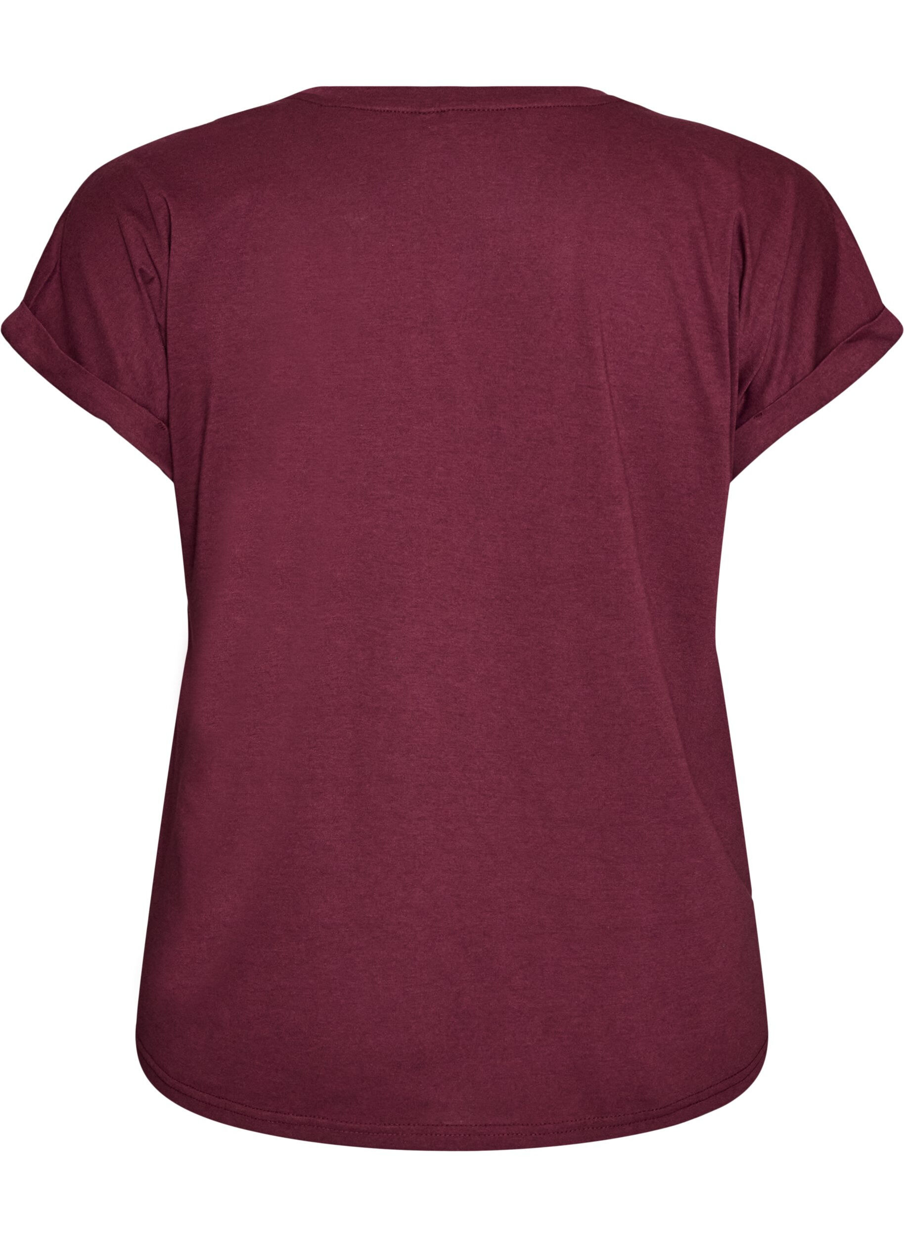 ZizziT-shirt &agrave; manches courtes en coton m&eacute;lang&eacute;, Bordeaux, Packshot image number 1