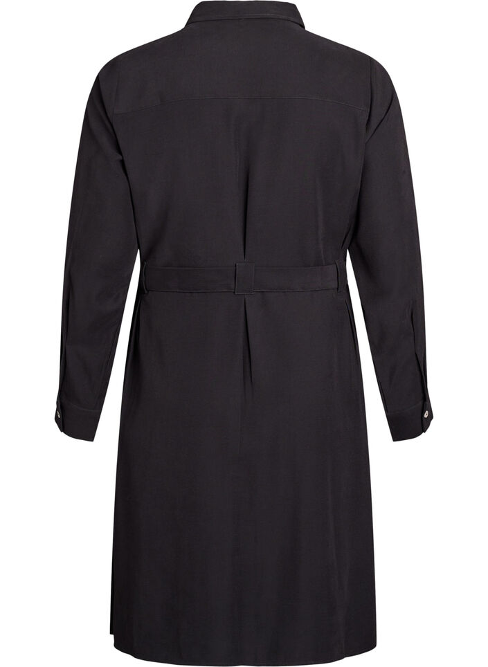 Robe chemise avec ceinture à nouer et manches longues, Noir, Packshot image number 1