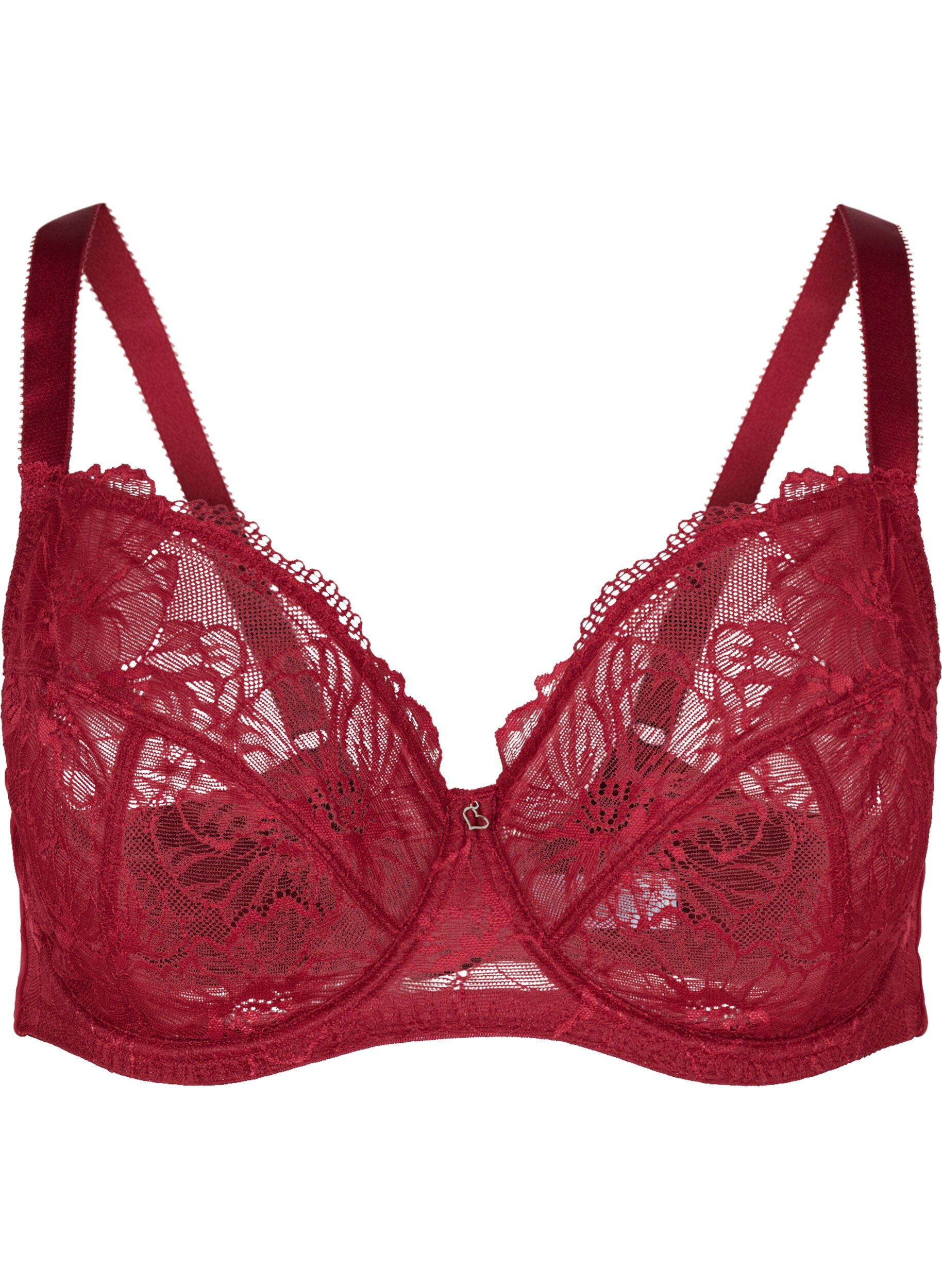 Zizzi Soutien-gorge en dentelle avec armatures, Rhubarb, Packshot image number 0