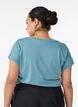 T-shirt &agrave; manches courtes en coton m&eacute;lang&eacute;, Bleu, Model image number 2