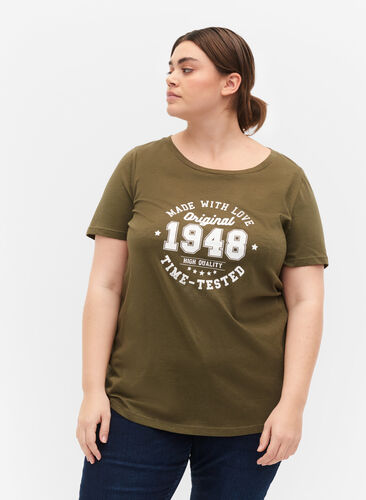 T-shirt en coton avec impression sur le devant, Ivy Green MADE WITH, Model image number 0
