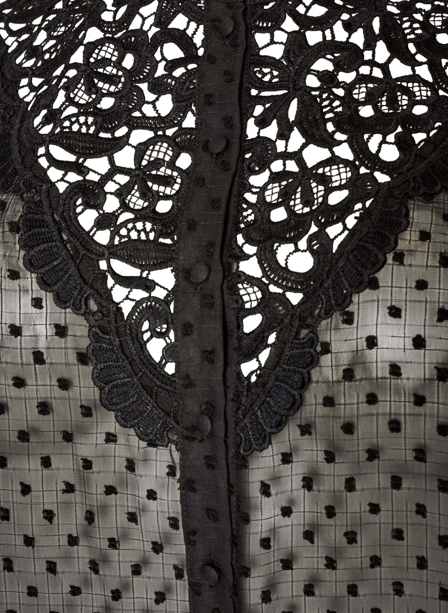 ZizziChemisier avec empi&egrave;cement en dentelle et motif &agrave; pois, Noir, Packshot image number 2